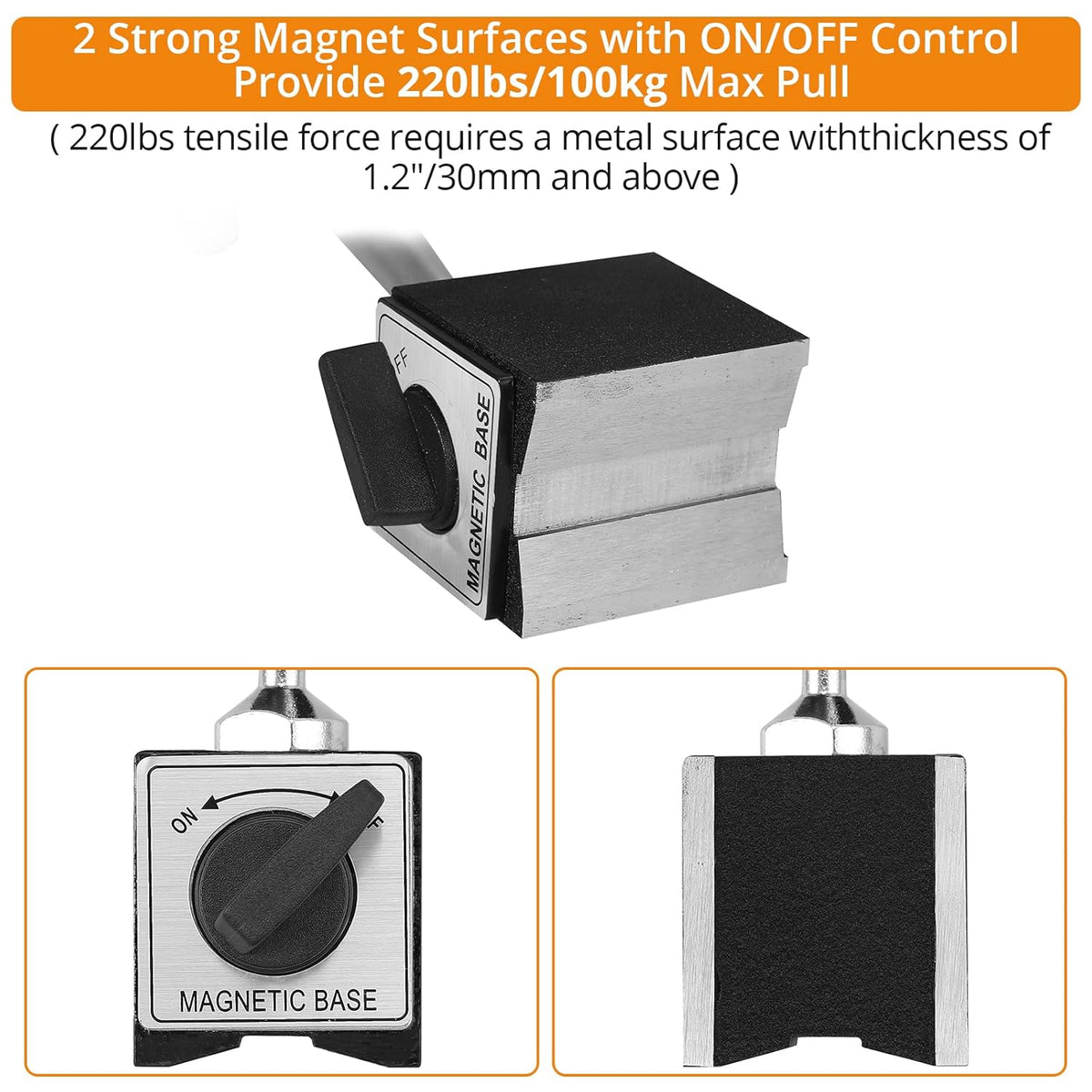 Magnetic Base Stand for Digital Dial Indicator Gauge, Pack of 2 J48619