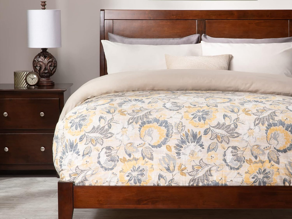 King Walnut Wood Platform Bed D5165