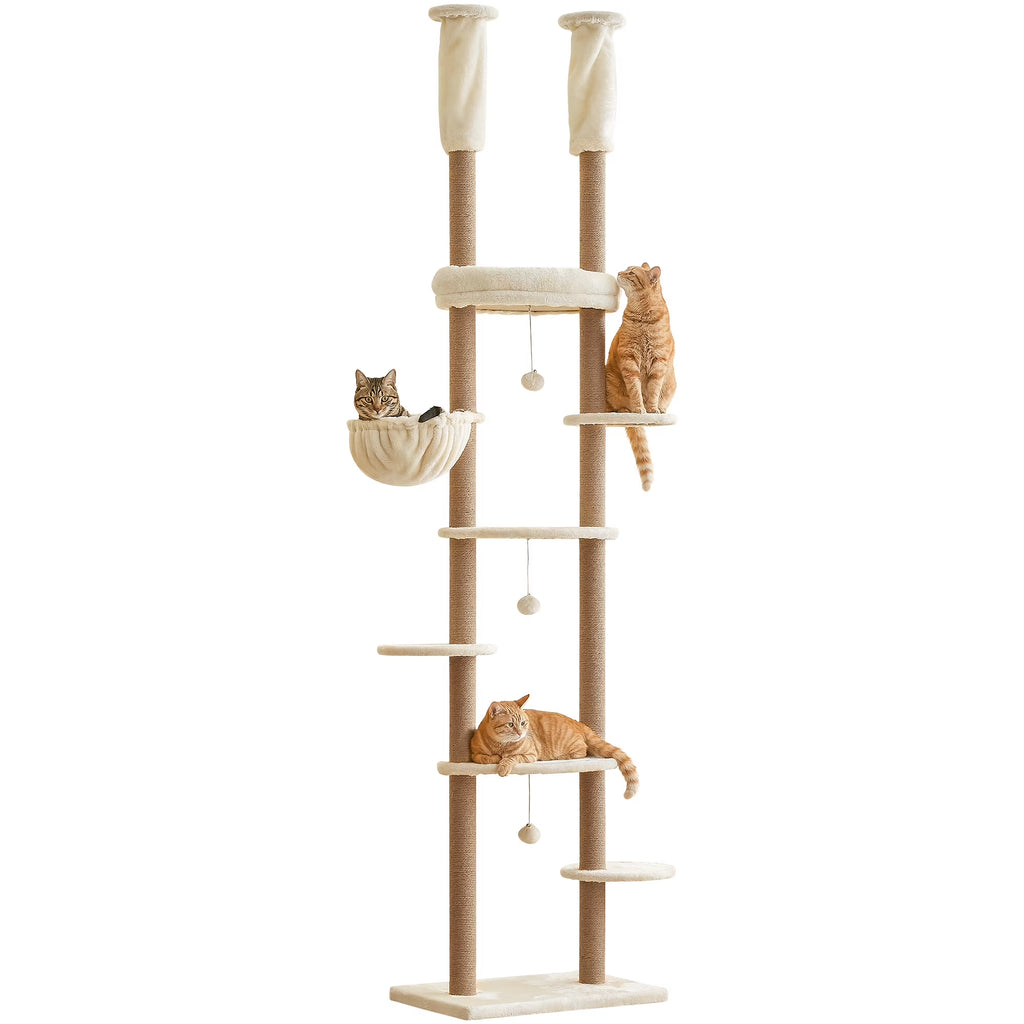 Beige Adjustable Height 7 Tiers Cat Tree with Hammock I53395