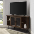Dark Walnut 48 Inch Wood Corner TV Stand with Glass Cabinet Doors N723