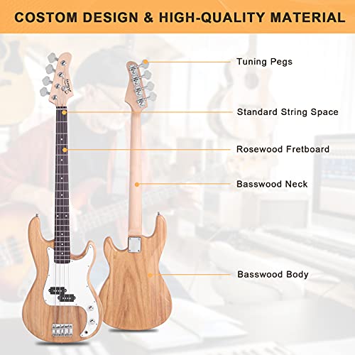 Full Size Electric Bass Guitar 4 String with AMP, Cable, Strap, Bag and Accessories (Black) T89081
