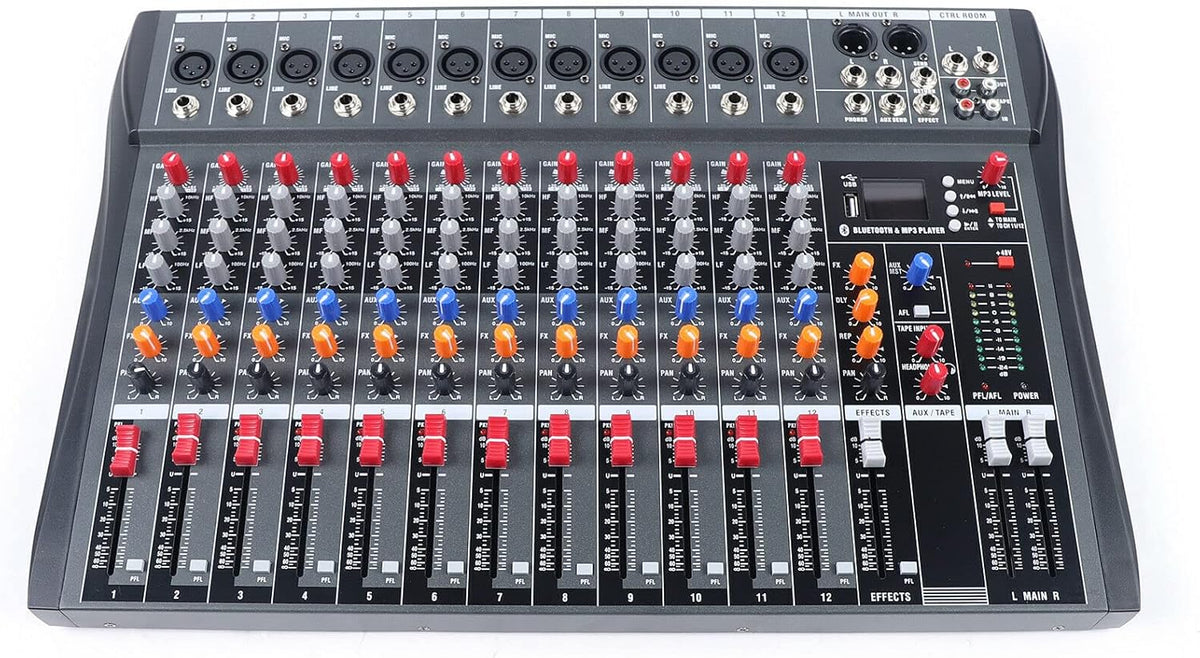 12 Channels Live Audio Mixer Bluetooth USB DJ Sound Mixing Console I439