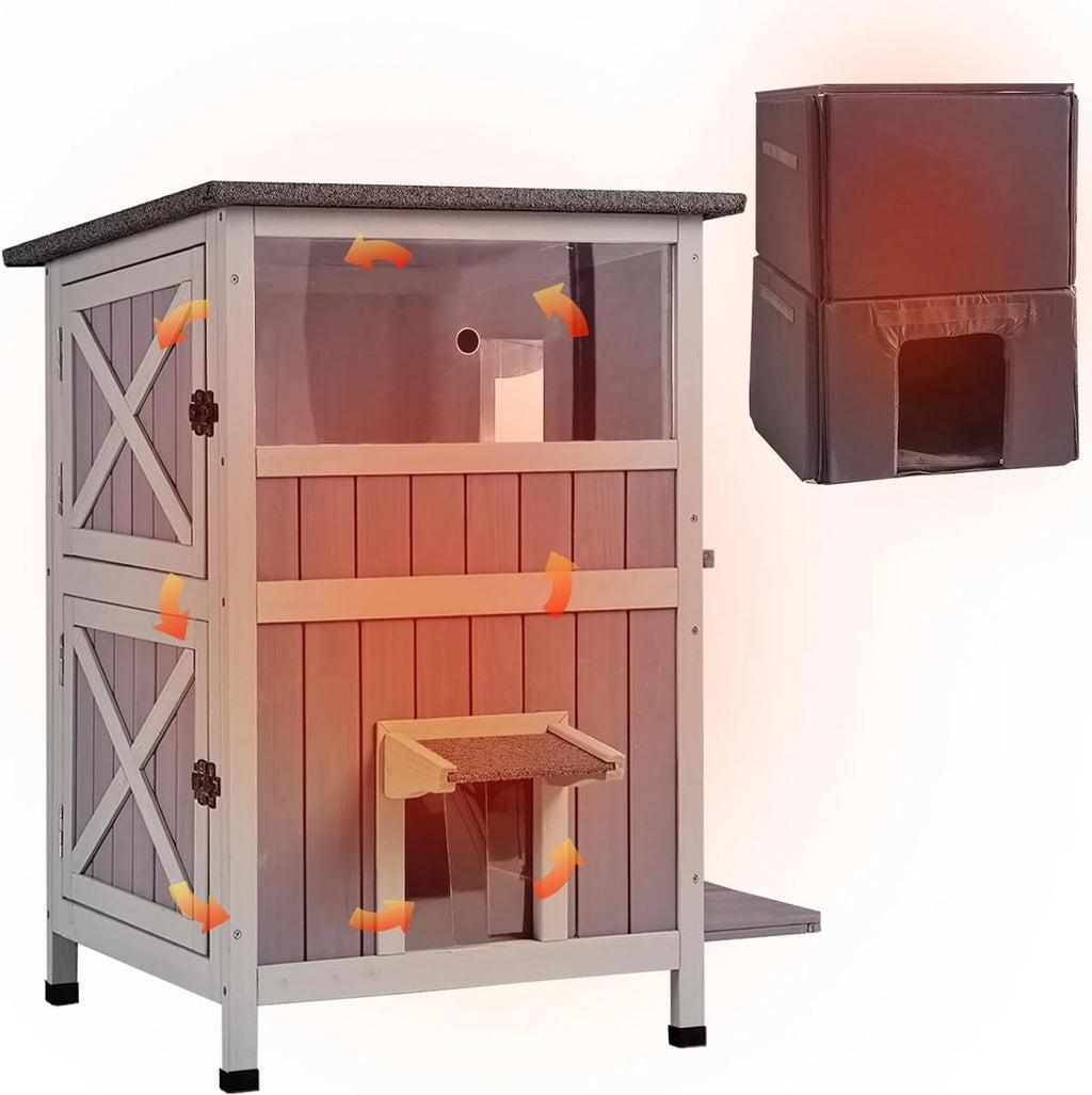 Insulated Cat House Outdoor Weatherproof with Insulated Liner W5635