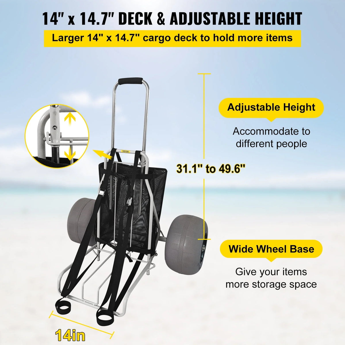 Folding Beach Cart with 12 TPU Balloon Wheels P4621