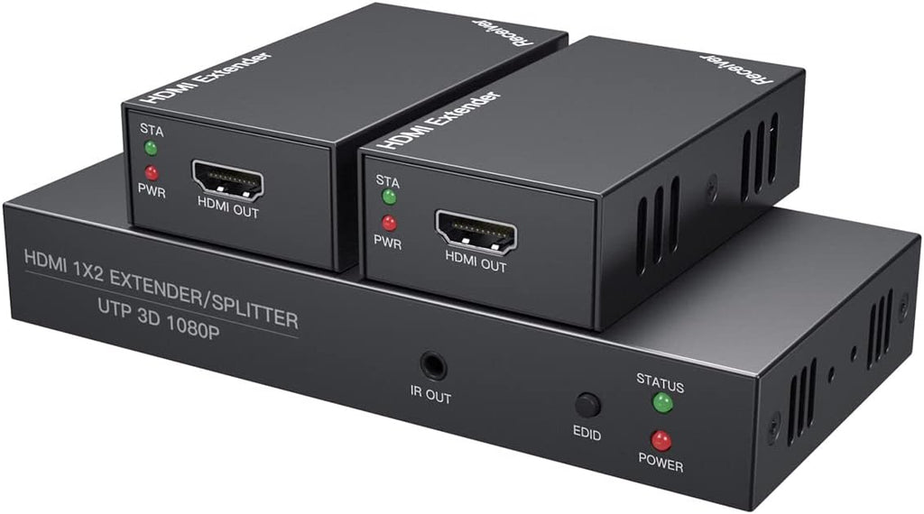 HDMI Extender Splitter 1080P 2 Way 50m Over Ethernet with IR Return M2074