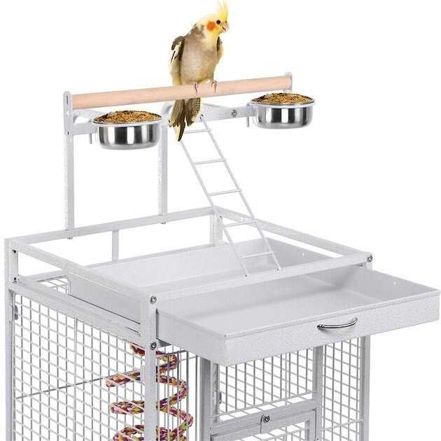 Rolling Metal Parrot Cage with Playtop Q34598
