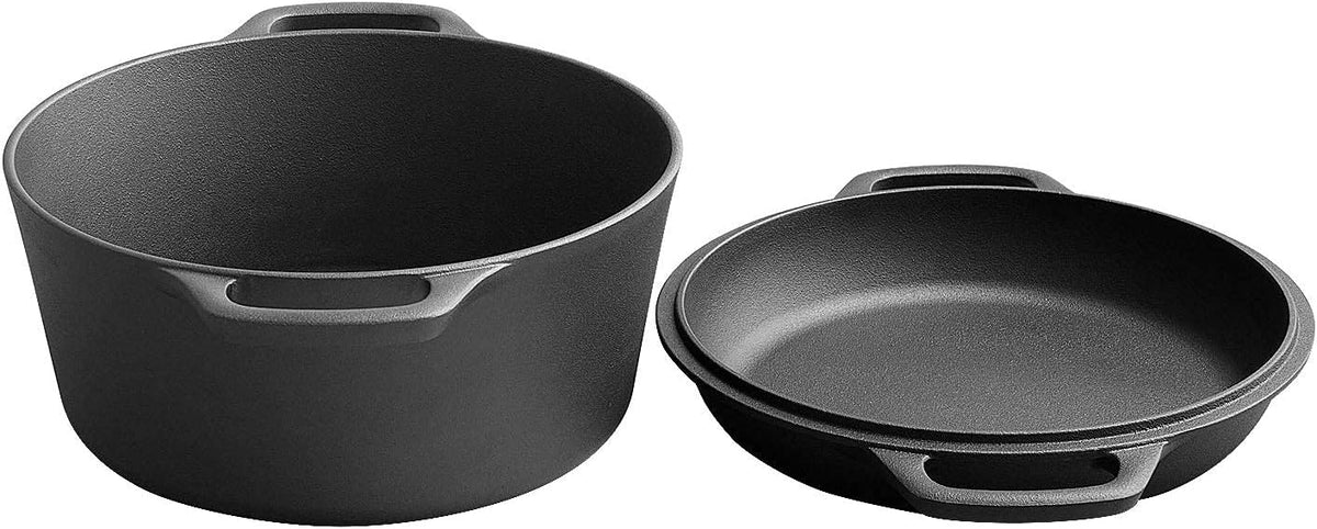 2-In-1 Pre-Seasoned Cast Iron Dutch Oven Set, 5-Quart Pack of 2 C49006