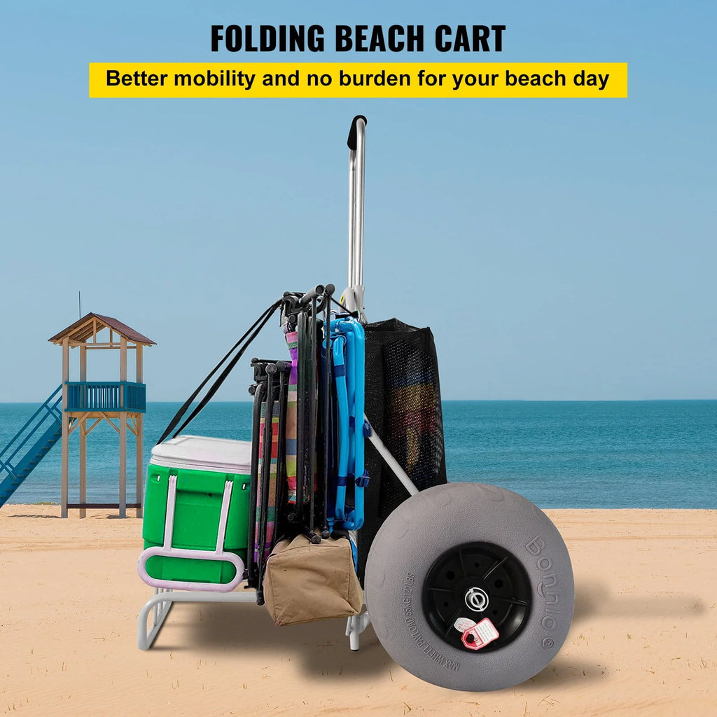 Folding Beach Cart with 12 TPU Balloon Wheels P4621