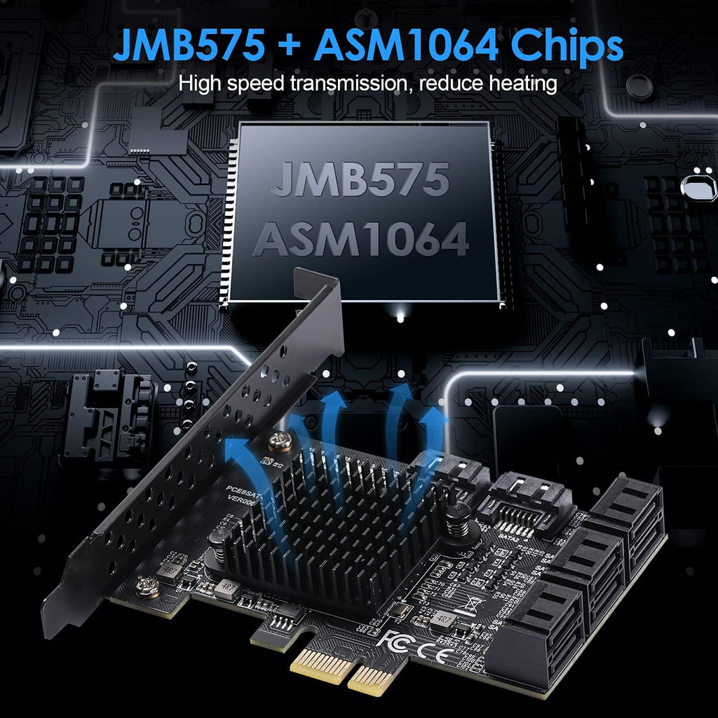 PCIe SATA Card 8 Ports with 8 SATA Cables and Low Profile Bracket Z18526