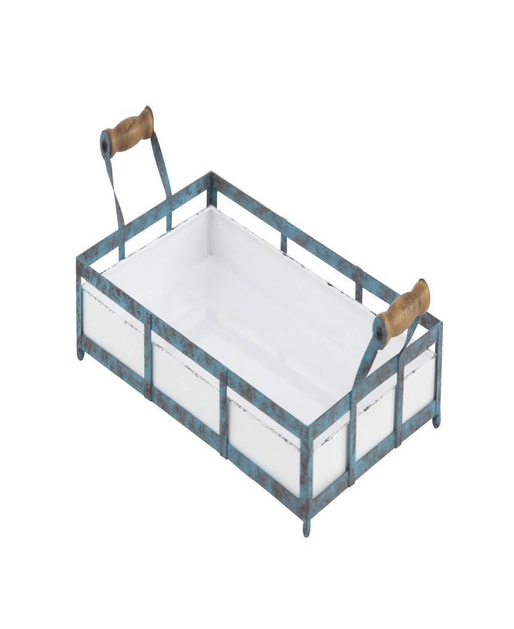 Set of 2 Blue Metal Farmhouse Tray Q45051