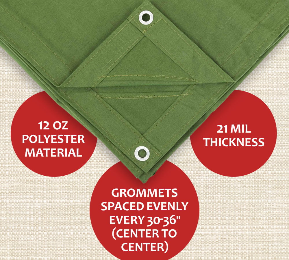 6' x 8' Green Canvas Tarp 12oz Water Resistant C2073