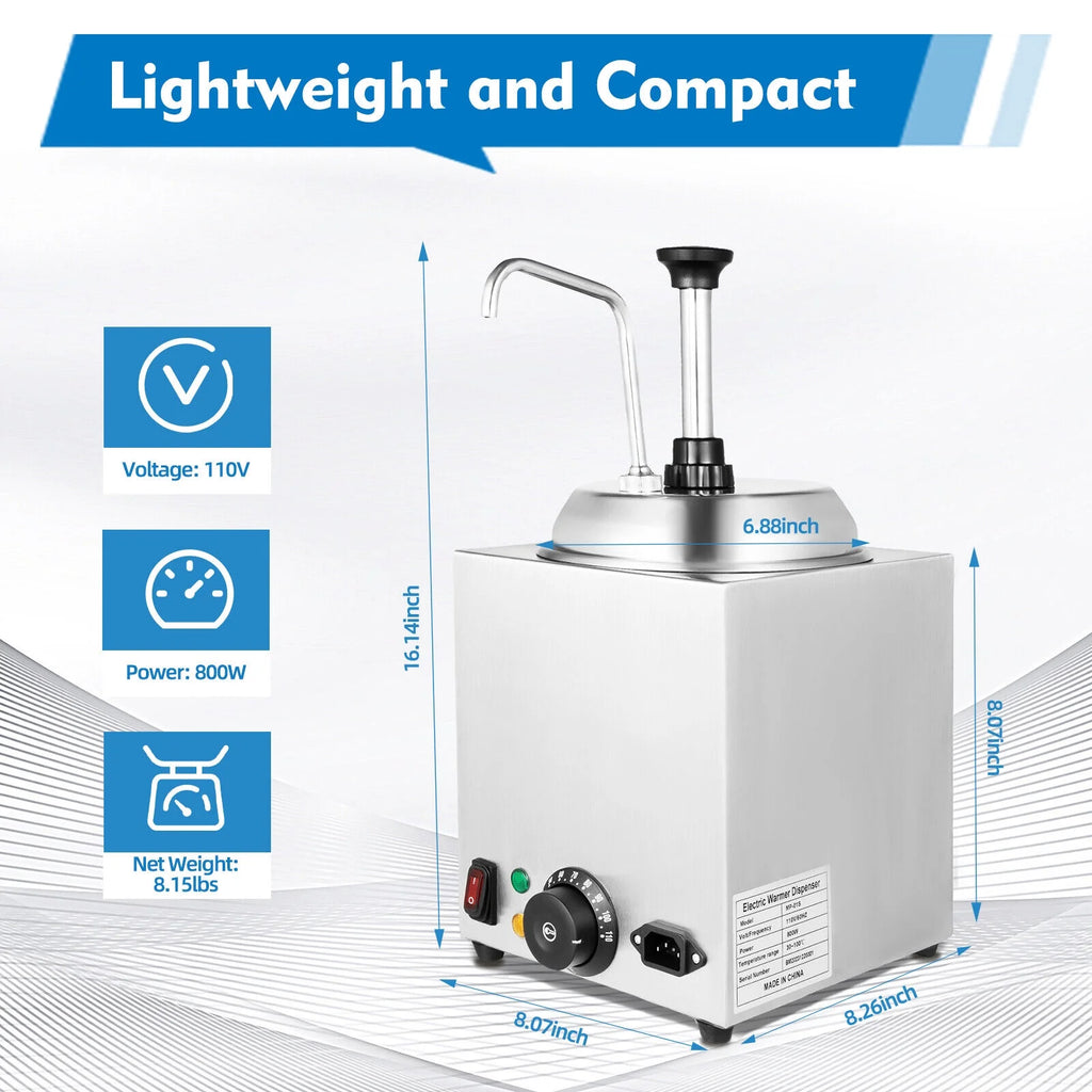 Nacho Cheese Dispenser Pump Caramel Warmer Tank 800W 110V R4089