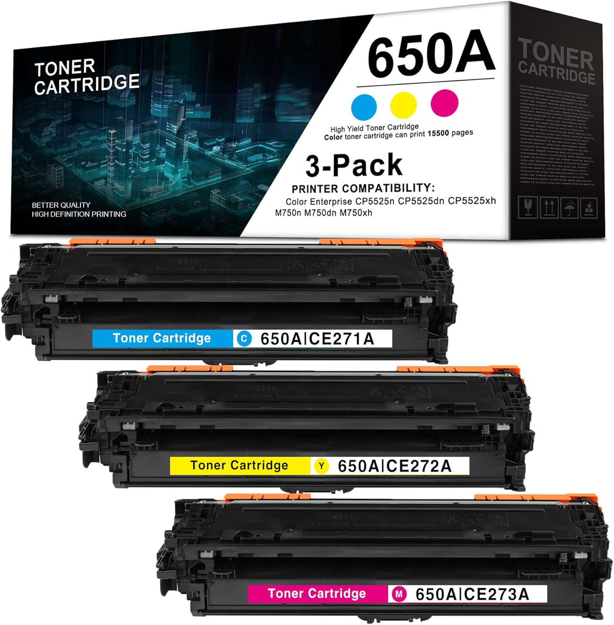 3 Pack Remanufactured Toner Cartridge Replacement N65755