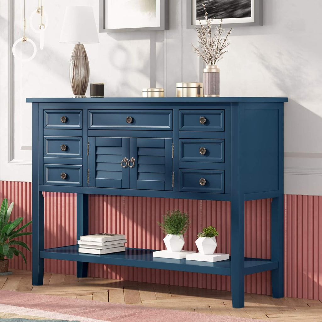 Console Table with Shutter Doors and 7 Storage Drawers Q2821
