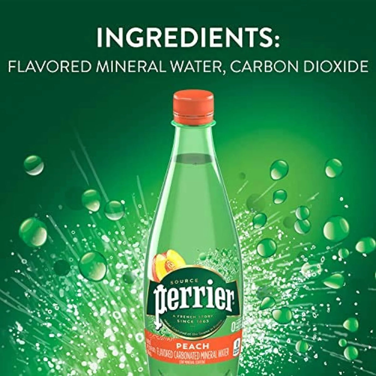 Peach Flavored Carbonated Mineral Water, 16.9 Fl Oz (Pack Of 24) I96460
