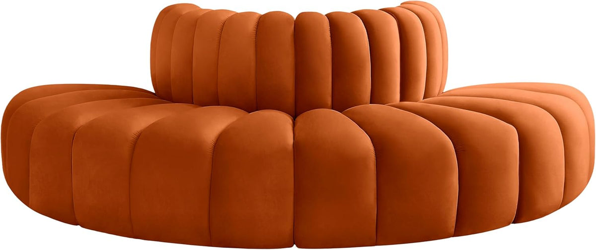 Cognac Velvet Sofa W3948