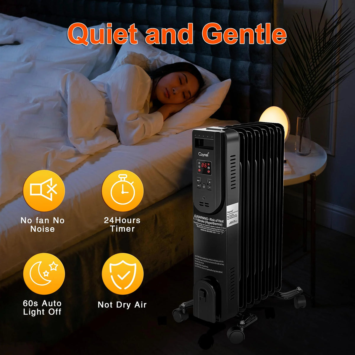 1500W Electric Oil Filled Radiator Heater with Thermostat and 24H Timer D74384