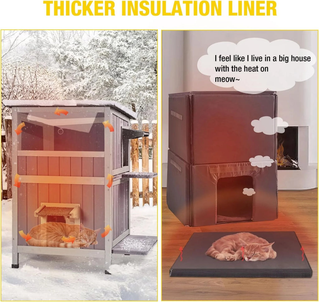 Insulated Cat House Outdoor Weatherproof with Insulated Liner W5635