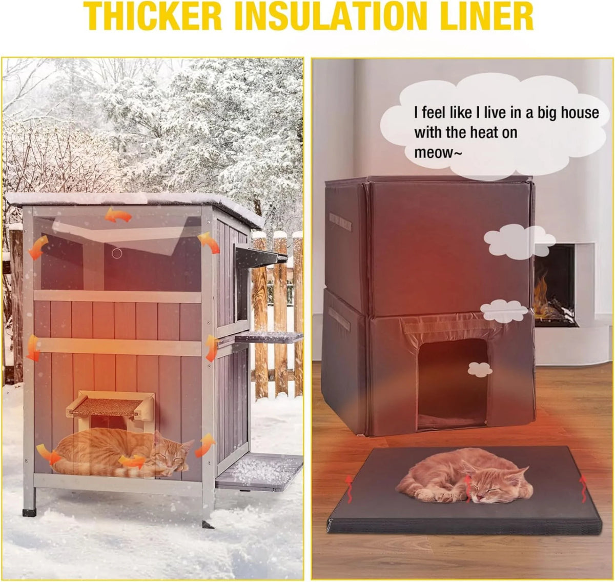 Insulated Cat House Outdoor Weatherproof with Insulated Liner W5635