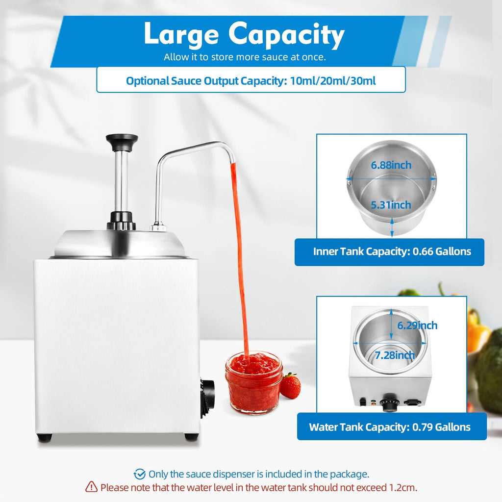 Nacho Cheese Dispenser Pump Caramel Warmer Tank 800W 110V R4089