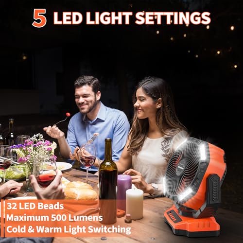 20000mAh Rechargeable Camping Fan with Light M968