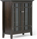 Solid Wood Storage Cabinet with 2 Tempered Glass Doors C5818