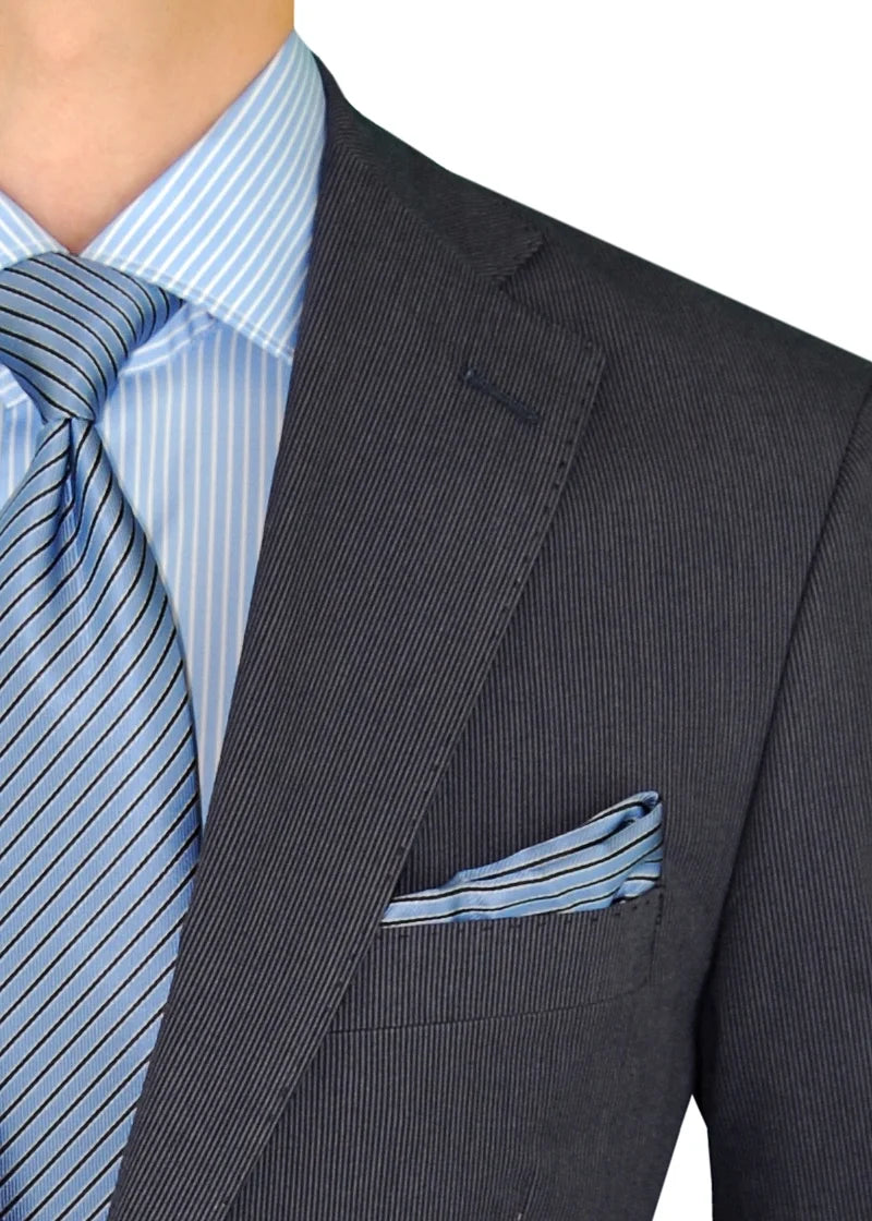 Italian Men's Two Button Suit Set 2 Piece Trim Fit Jacket Pant W3089