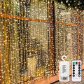 300 LED Battery Operated Curtain Lights with Remote Timer Warm White X423