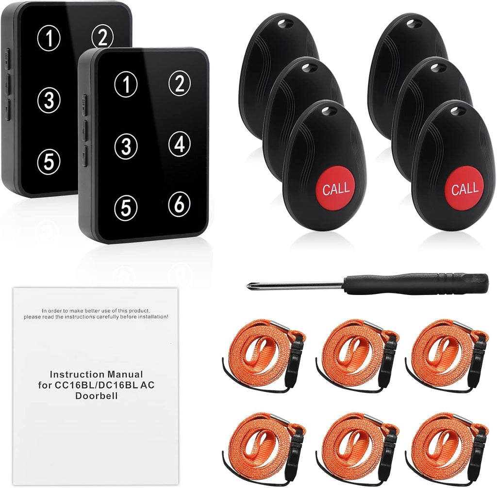 Wireless Call Button System with 2 Number Display Plug-in Receiver 6 Waterproof Transmitters F283853