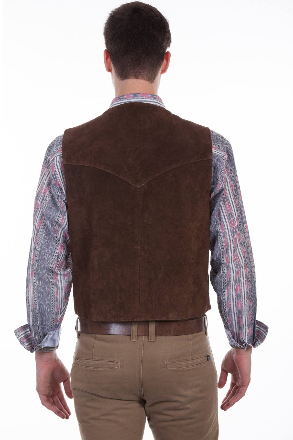 Brown Calf Suede Western Snap Vest O457