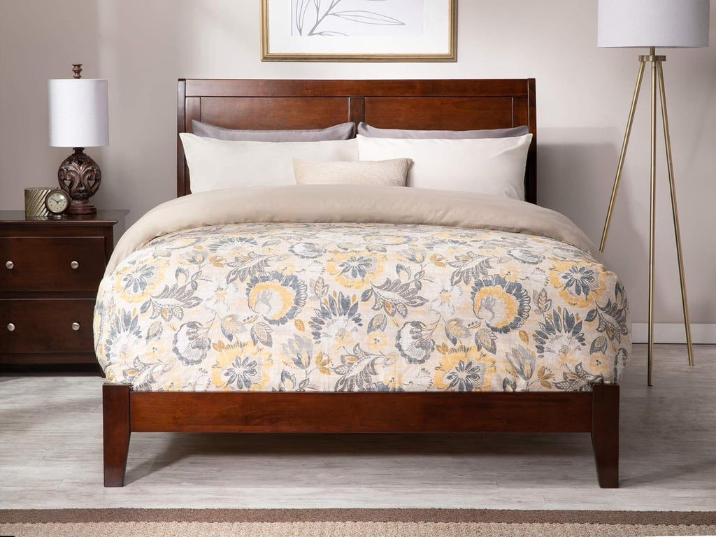 King Walnut Wood Platform Bed D5165