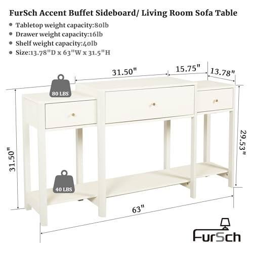 63" Console Table with Drawer, Marble Texture Top Sideboard with Open Bottom Shelf R83270
