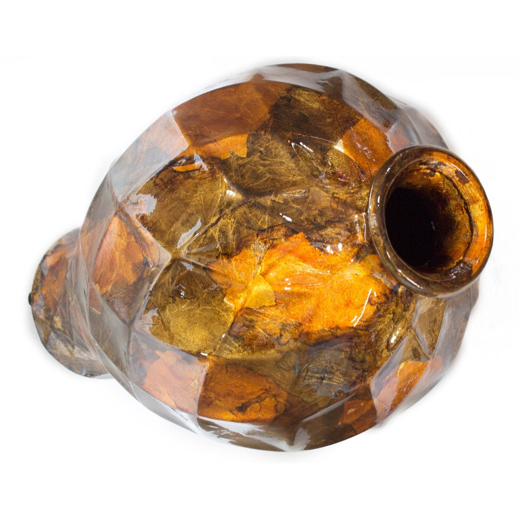 20 in. Gold Copper & Brown Floor Vase Q71375