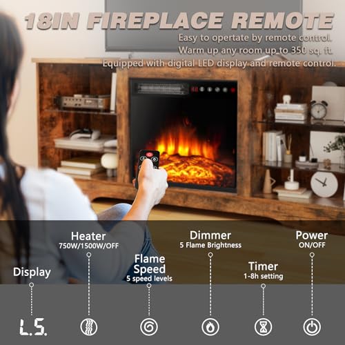 70" Modern Wood Media TV Console with Fireplace Q33339