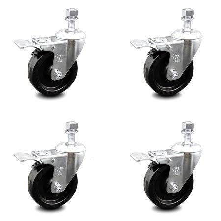 4 inch Phenolic Swivel Caster Set with Total Lock Brake N107779