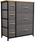 Brown Storage Cabinet Dresser with 7 Fabric Drawers and Metal Frame R1181