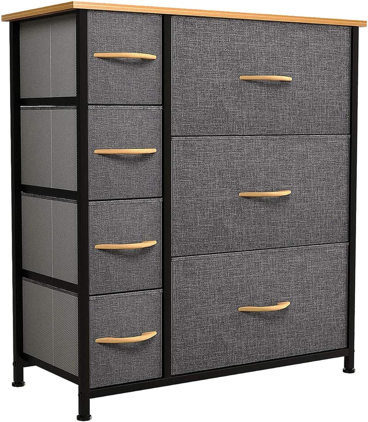 Brown Storage Cabinet Dresser with 7 Fabric Drawers and Metal Frame R1181