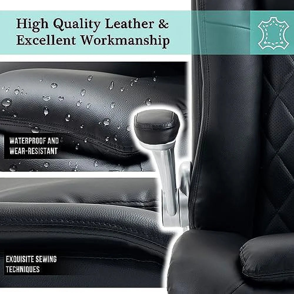 White Office Chair with Lifting Headrest and Flip-up Armrests C76578