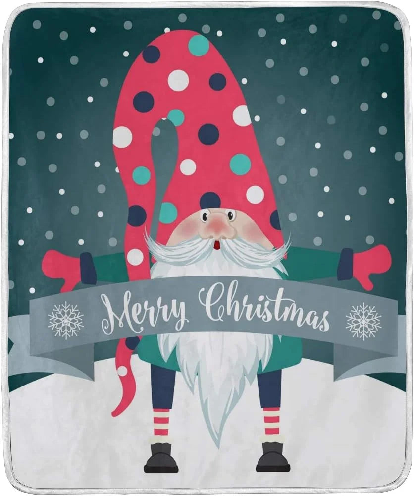 Merry Christmas Gnome Throw Blanket 50 x 60 Inches Microfiber X57223
