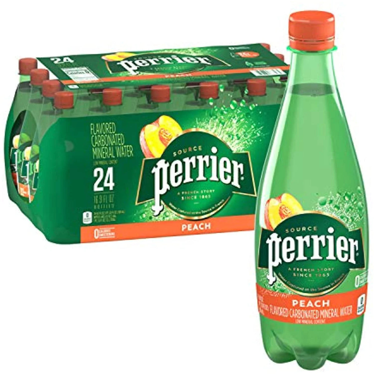 Peach Flavored Carbonated Mineral Water, 16.9 Fl Oz (Pack Of 24) I96460