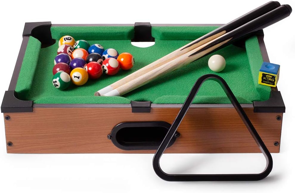 Mini Table Top Pool Set with 2 Cue Sticks, 16 Balls, Chalk & Triangle F620