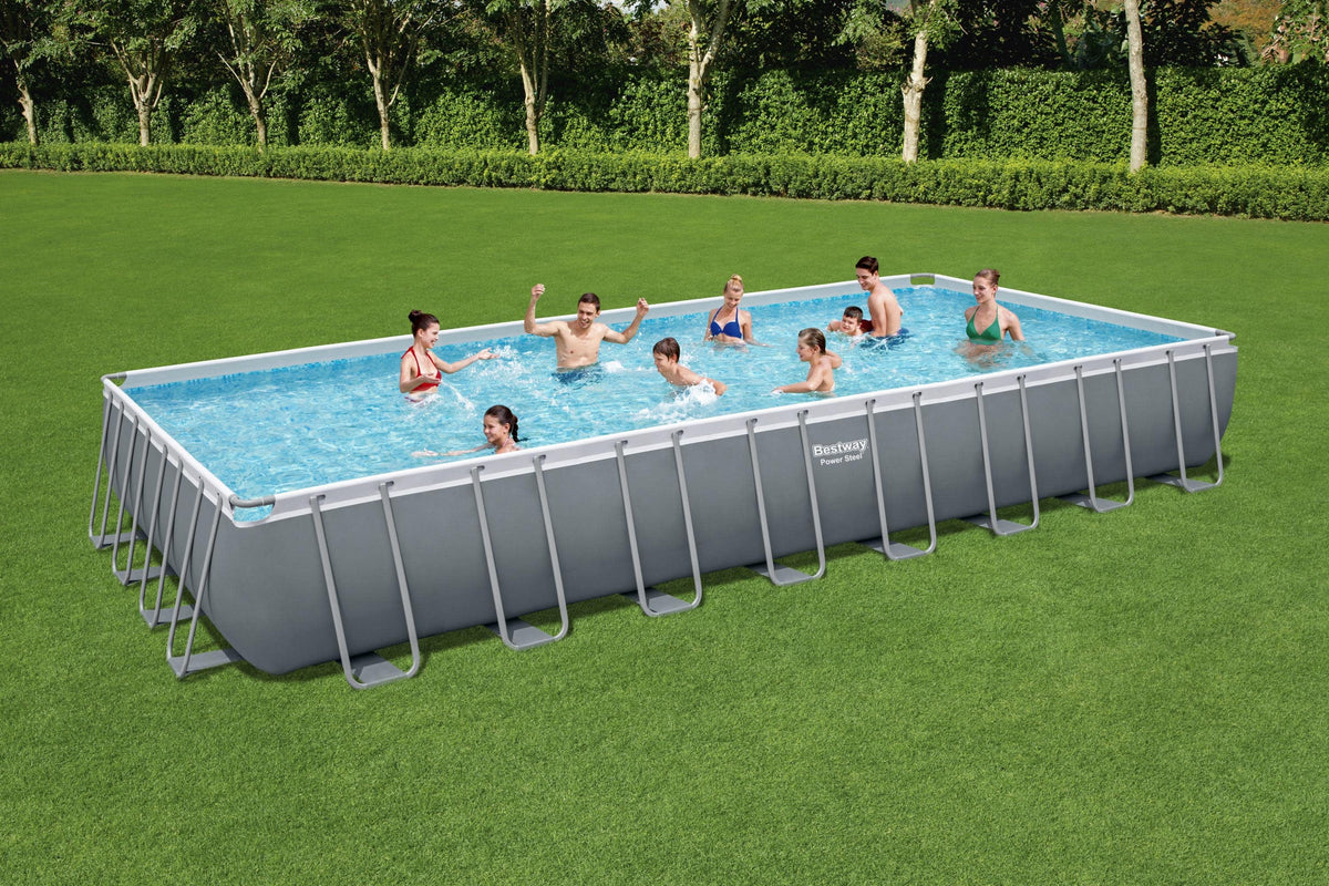 Power Steel 31'4 x 16' x 52 Rectangular Above Ground Pool Set U87137