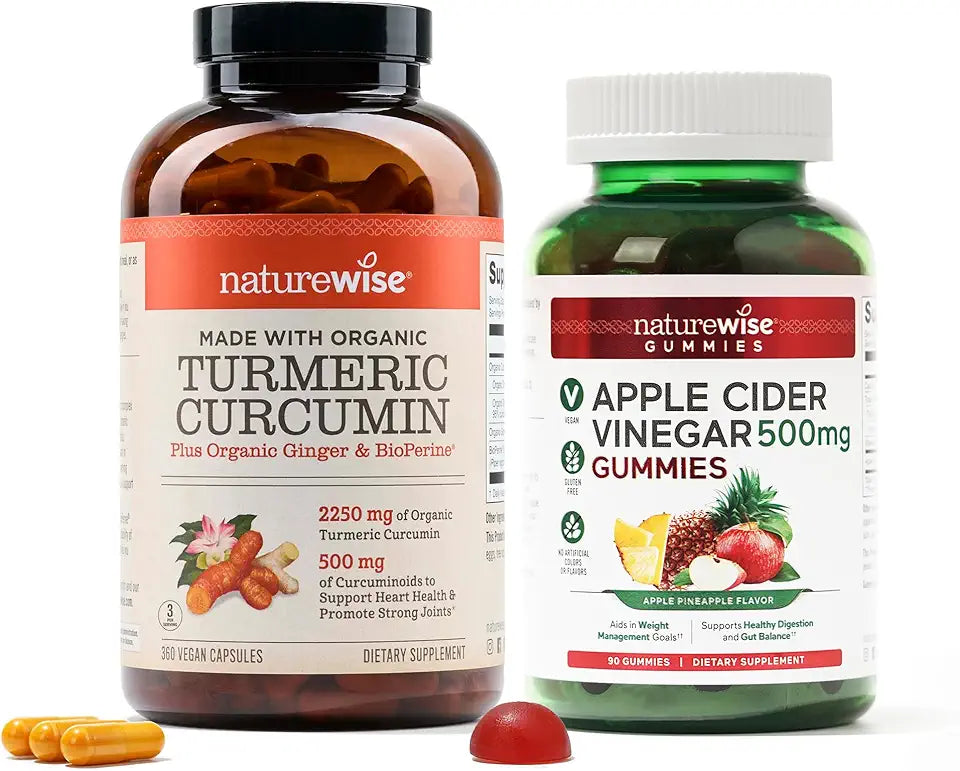 2250mg Curcumin Turmeric Capsules 360-Count + 500mg Apple Cider Vinegar Gummies 90-Count G7176