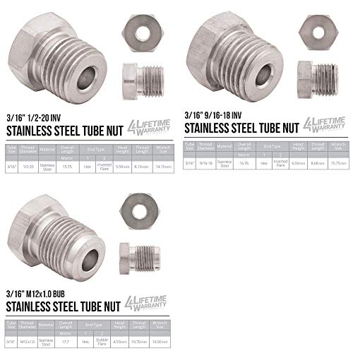 25 ft 3/16 316L Stainless Steel Brake Line Tubing Coil and Fitting Kit Z802755
