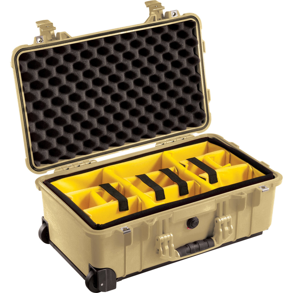 Desert Tan Carry on Case with Yellow and Black Divider Set F840759