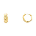 Solid 14k Yellow Gold Small Huggie Hoop Earrings Diamond Cut 7 x 5 mm H44442