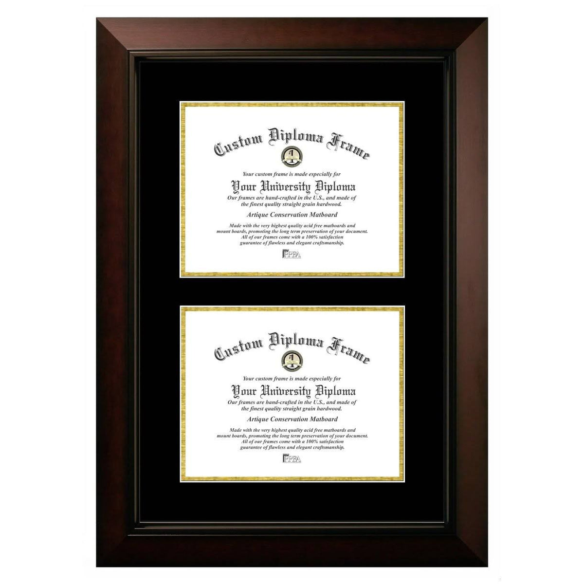 11 x 14 in. Black Certificate Frame with Black & Gold Mats X89254