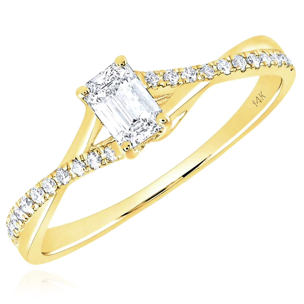 14K Yellow Gold Emerald-Cut Solitaire Engagement Ring Z25185
