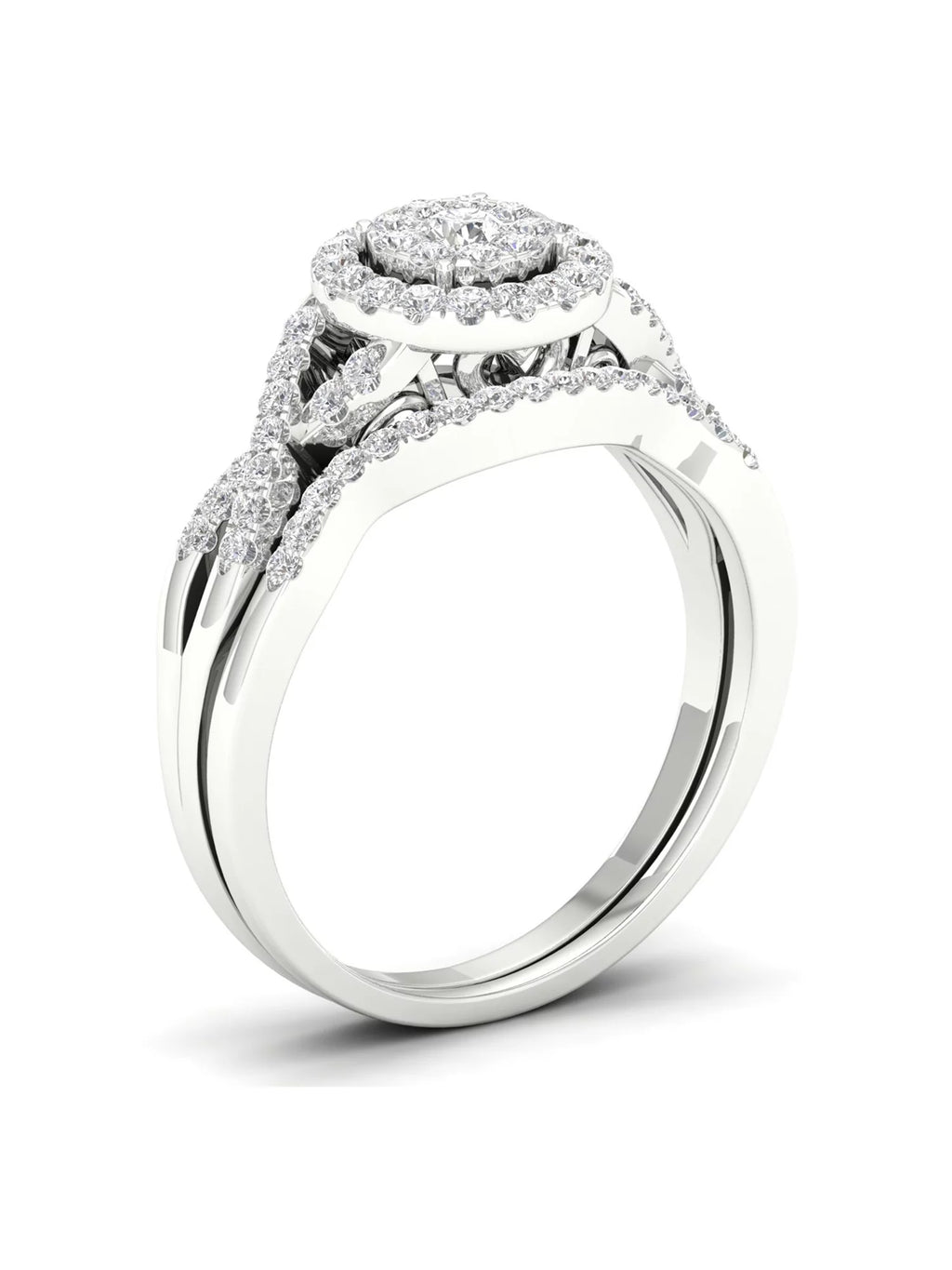 3/8Ct Diamond 10k White Gold Bridal Ring Set Q174717