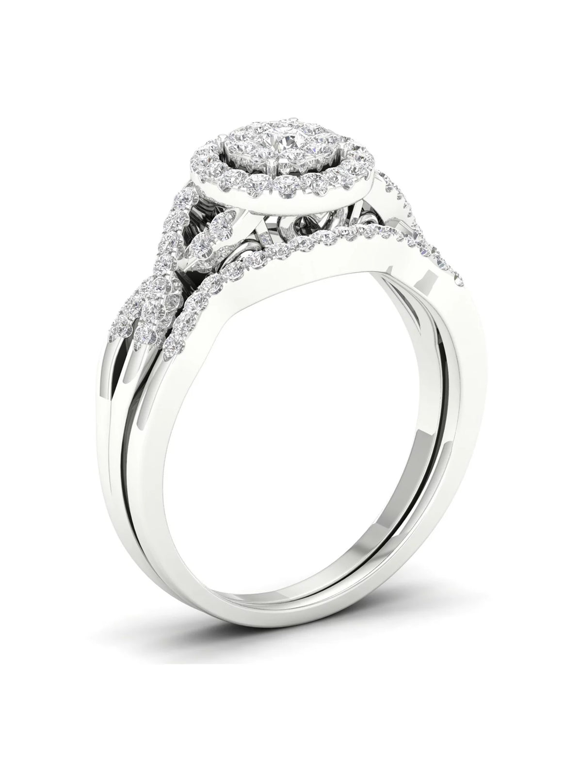 3/8Ct Diamond 10k White Gold Bridal Ring Set Q174717